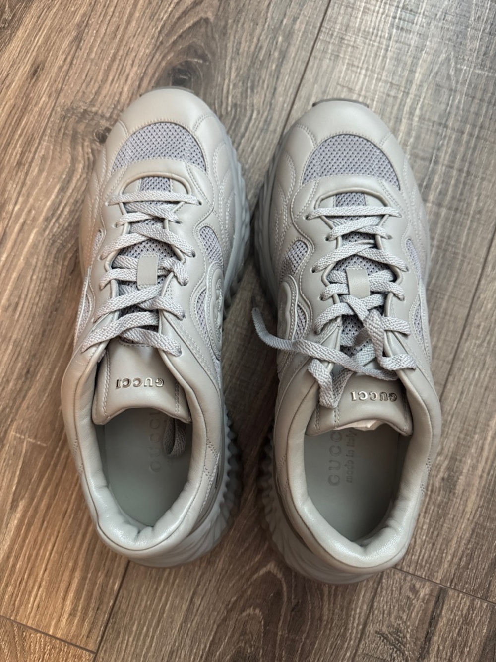 Gucci Light Gray Chunky Wave Sole Sneakers - Picture 2 of 12